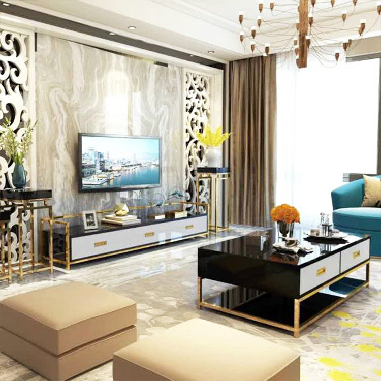 Bubble EPE Luxury Tv Cabinet أثاث غرفة المعيشة إطار من الفولاذ المقاوم للصدأ