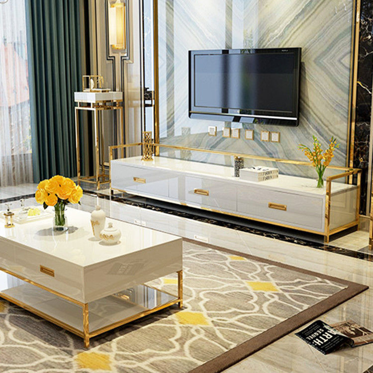 Bubble EPE Luxury Tv Cabinet أثاث غرفة المعيشة إطار من الفولاذ المقاوم للصدأ
